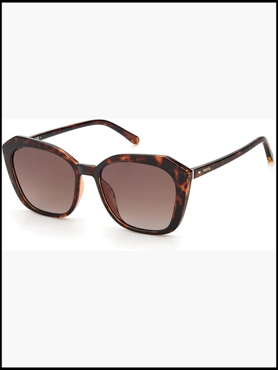 Fossil Rectangular Sunglasses with UV400 Protection - Brown Gradient Lenses